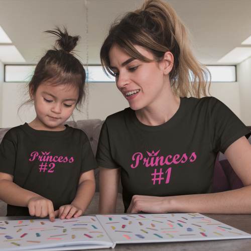 Princess No.1 and No.2 Mom and Daughter Family T-Shirt