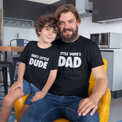 Little Dude Dad Son Family T-Shirts