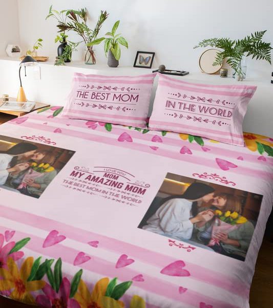 amazing mom customized pictures bedsheet