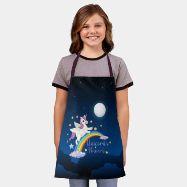unicorn power kids apron for girl