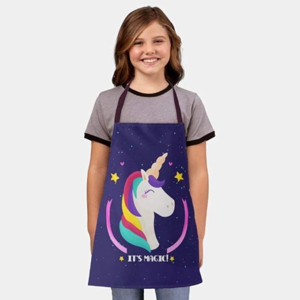 Its Magic Kids Unicorn Printed Kitchen Chef Apron for Girl