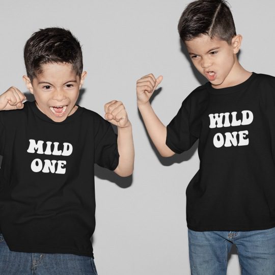 Mild One Wild One Cotton Printed Siblings T-Shirts for Brothers
