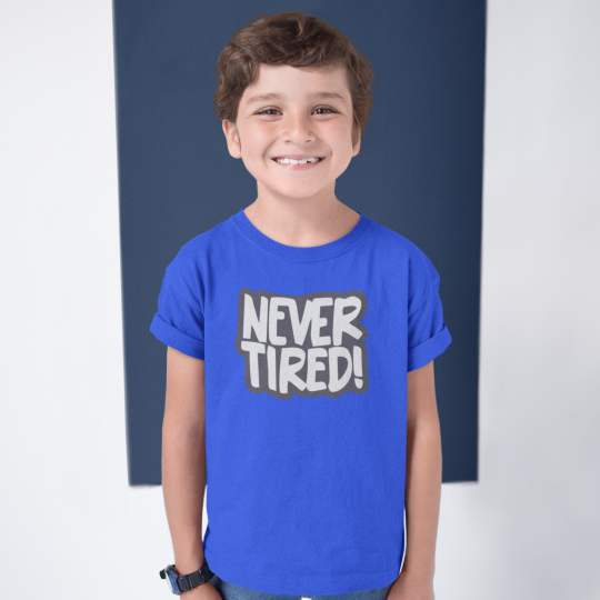 Never Tired Boy Printed Cotton T-Shirt