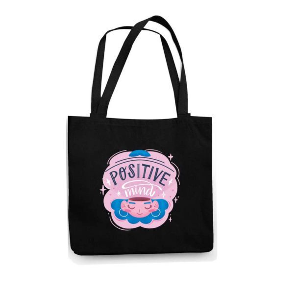 Positive Mind Black Tote Bag