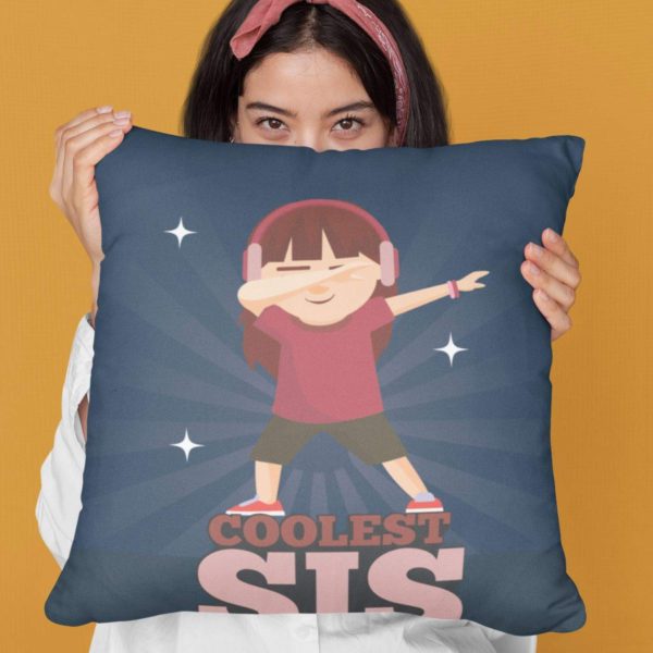 Coolest Sis Printed Cushion