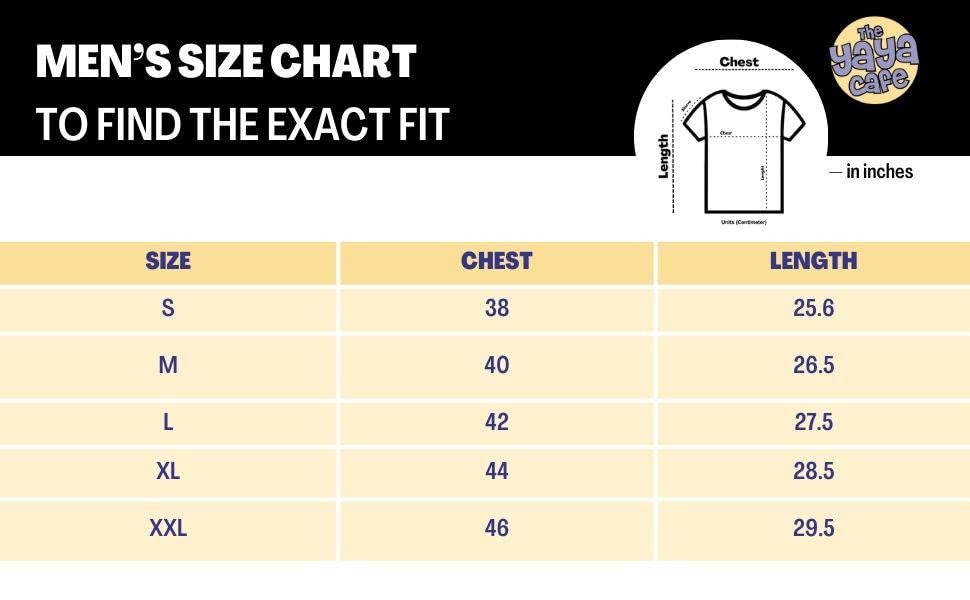 theyayacafe men tshirt size chart