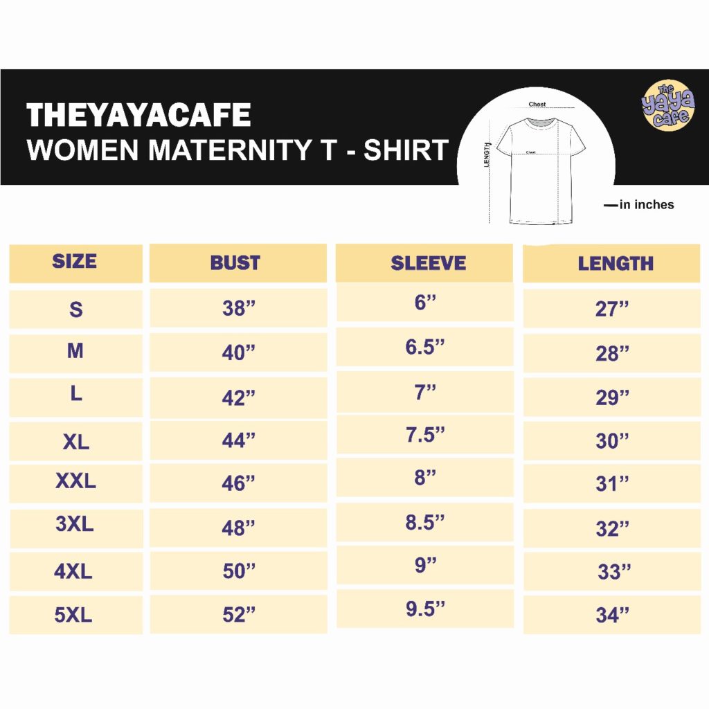 women maternity tshirt size chart